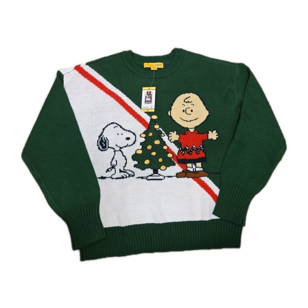Sanctuary Women's Holiday‎ Sweater Peanuts Green Small